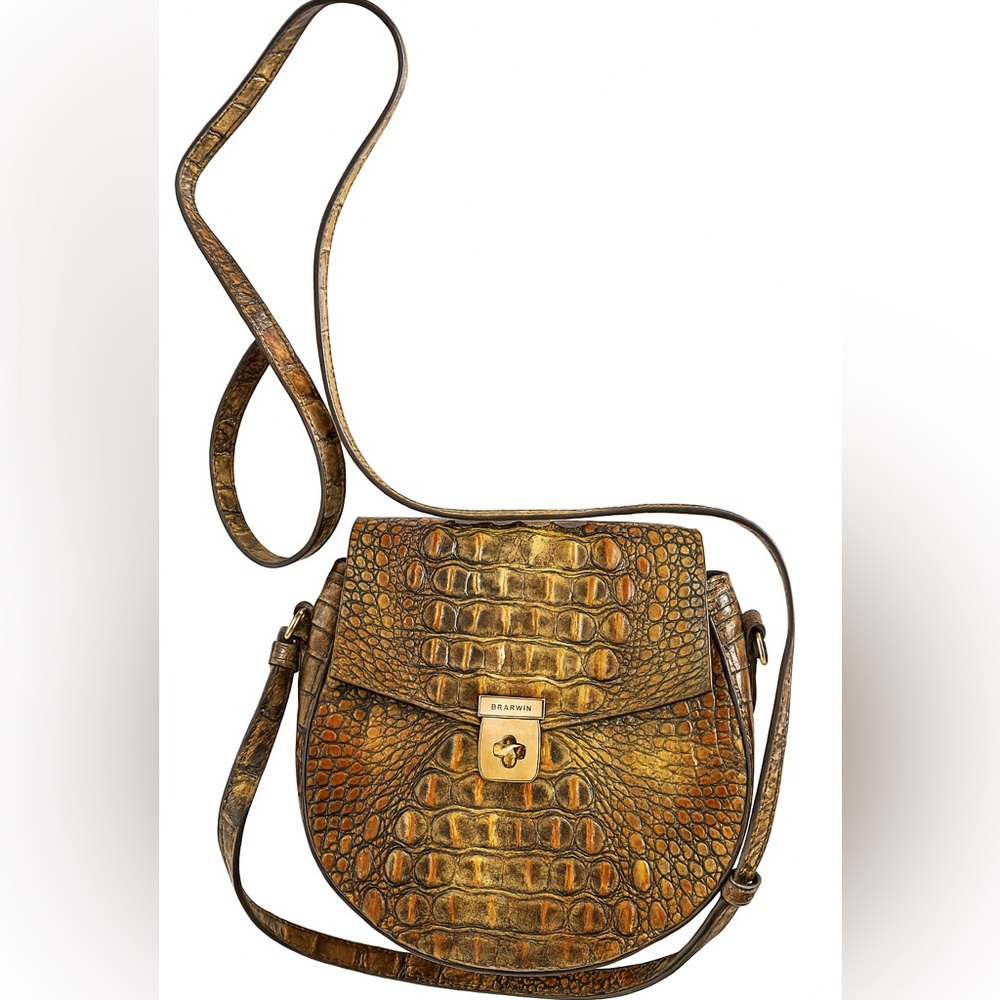 Brahmin Gold Croc-Embossed Crossbody Bag